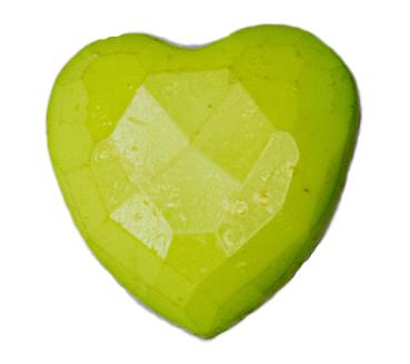 Kids button as heart out plastic in light green 14 mm 0,55 inch